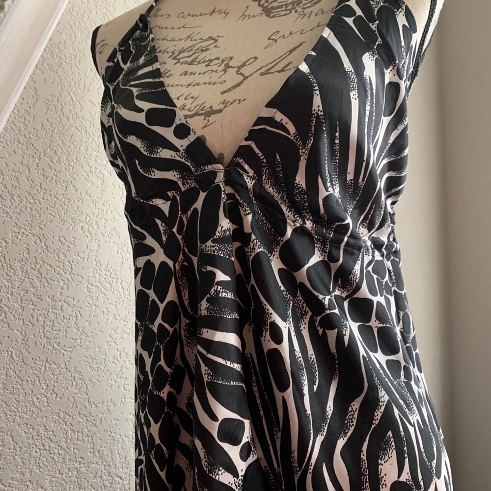 Black animal print halter tie dress